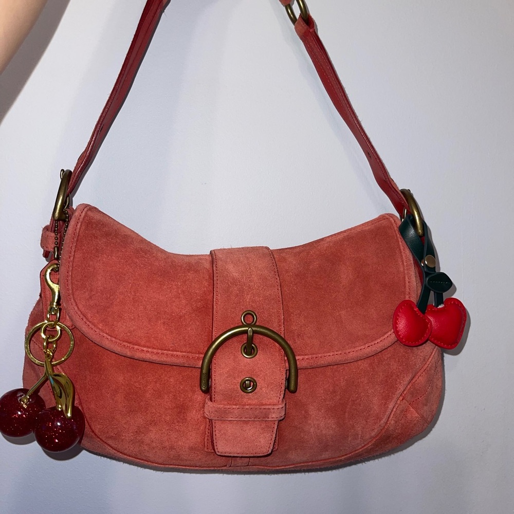 Y2K Pink Suede Shoulder Bag